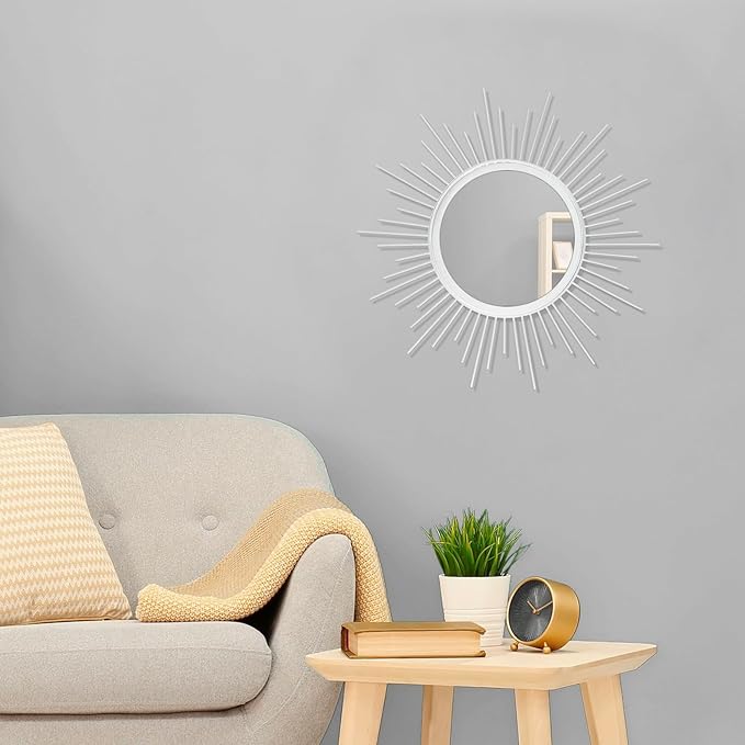 Sunburst Wall Mirror Spoked Home Circle Wall Art Mirror Classic Metal Modern - Image 3