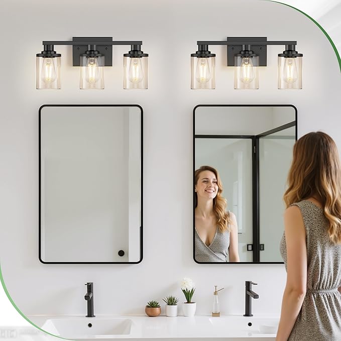 DORESshop 17 Inch Bathroom Light Fixtures, 3-Light Black Bathroom Lighting - Image 7