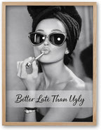 iHery Unframed 12x16 in Audrey Hepburn Vintage Makeup Canvas Print, Better Late - Image 4