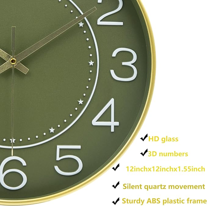 HZDHCLH 12inch Wall Clocks Battery Operated, Quartz Movement, Silent Non - Image 3