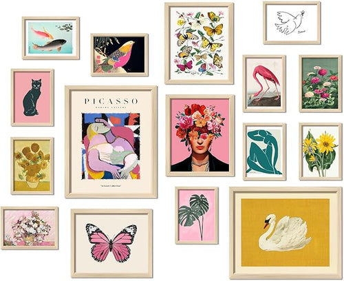 16 PCS Framed Eclectic Wall Art Decor, Modern Maximalist Home Gallery Wall by ANERZA