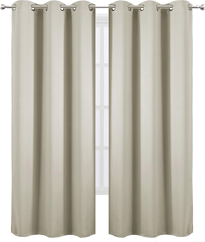 LEMOMO Light Beige Thermal Blackout Curtains/42 x 95 Inch/Set of 2 Panels Room - Image 2