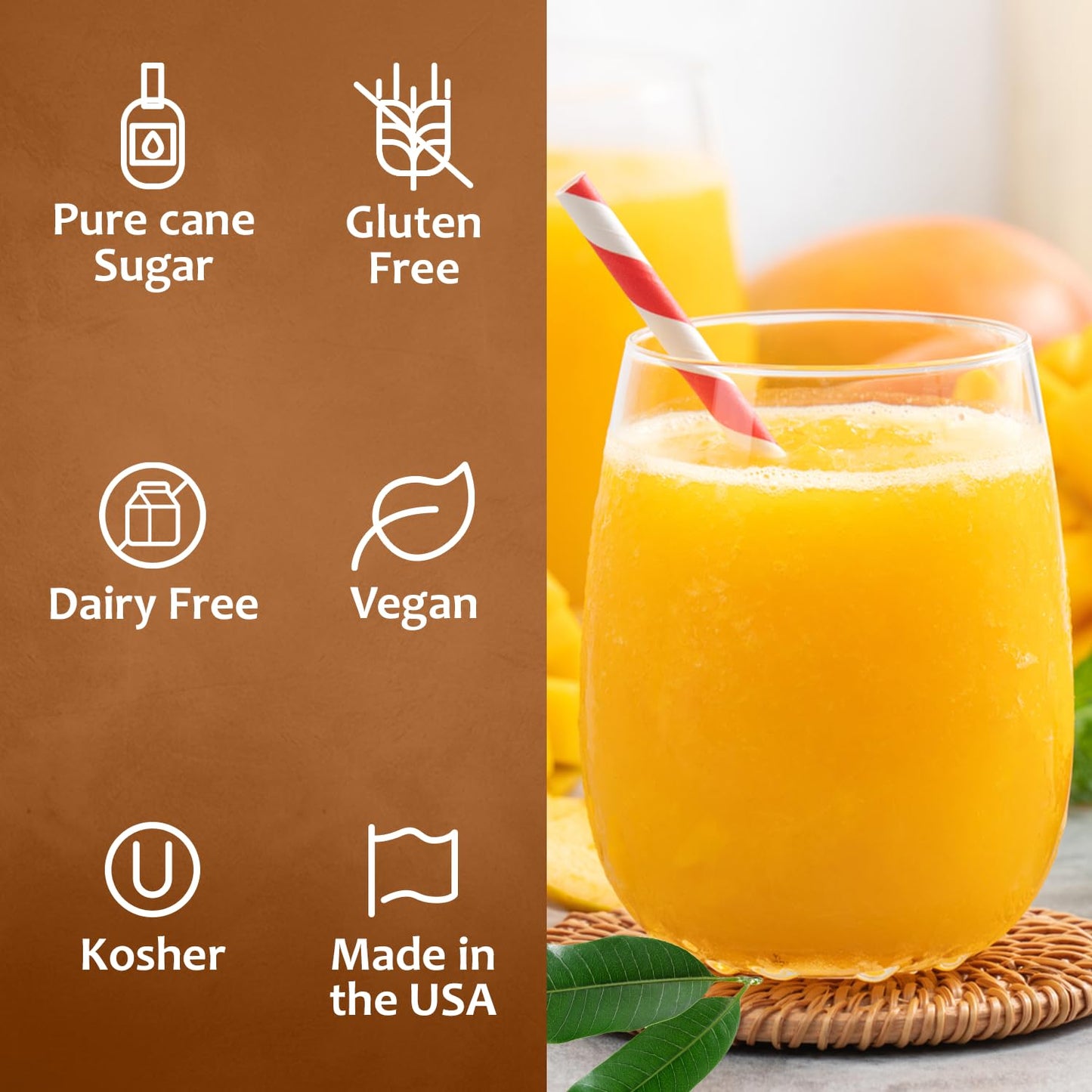 Syruvia Mango Syrup - Premium Flavoring Syrup for Tea, Italian Sodas, Beverages, Desserts, Ice Cream, Cocktails & Mocktails - Kosher, Gluten Free - 25.4 fl oz.