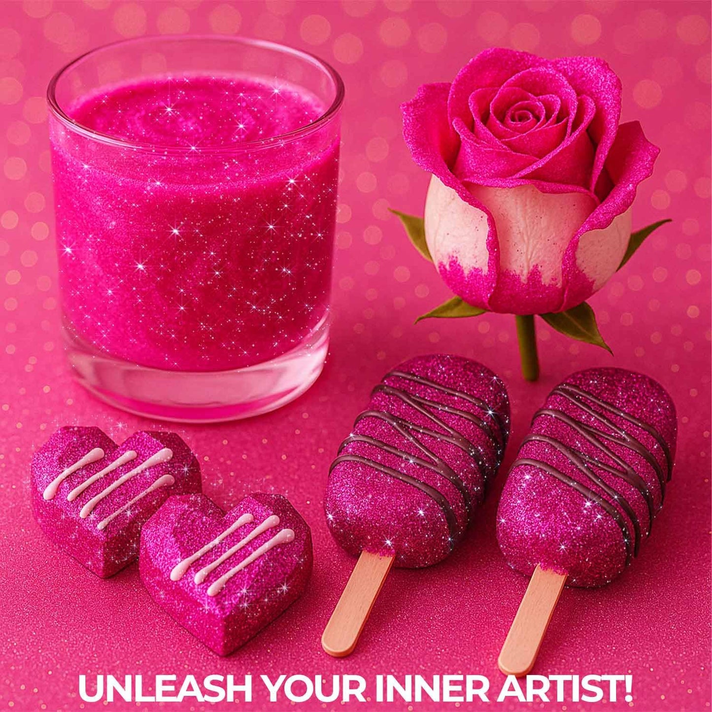 Bulk (20g) Pink Edible Glitter for Drinks | Premium Pink Edible Glitter for Cakes Drink Brew - Edible Glitter Cake Decorations for Strawberries Cocktail