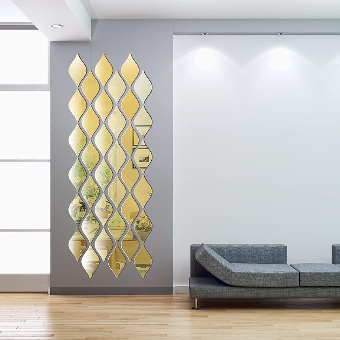 Weysat 30 Pcs Mirror Wall Stickers Decor Acrylic 3D Tear Drop Decorative - Image 4