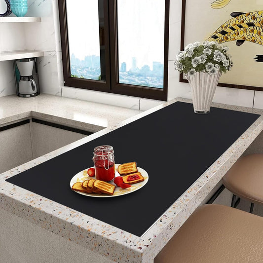 Extra Large Silicone Mat,Silicone Mats for Kitchen Counter Island Dinner Table Countertop Protector Heat Resistant Mat (120” x 48”, Black)