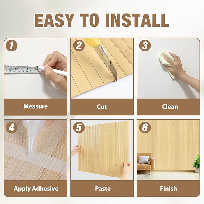 Natural Bamboo Wall Panel for Interior Wall Decor, Pole Wrap Wainscoting - Image 4
