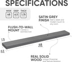 Homeforia Gray Floating Shelf 48 inch, High End Solid Real Wood 48inch Floating - Image 3