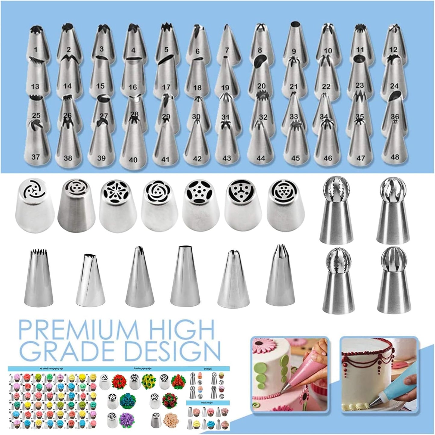 Cake Decorating Tools Supplies Kit - 368Pcs Baking Supplies with Storage Case for Beginners - Icing Piping Bags and Tips Set For Cookies, Cupcake & Cake Frosting Fondant Decorating