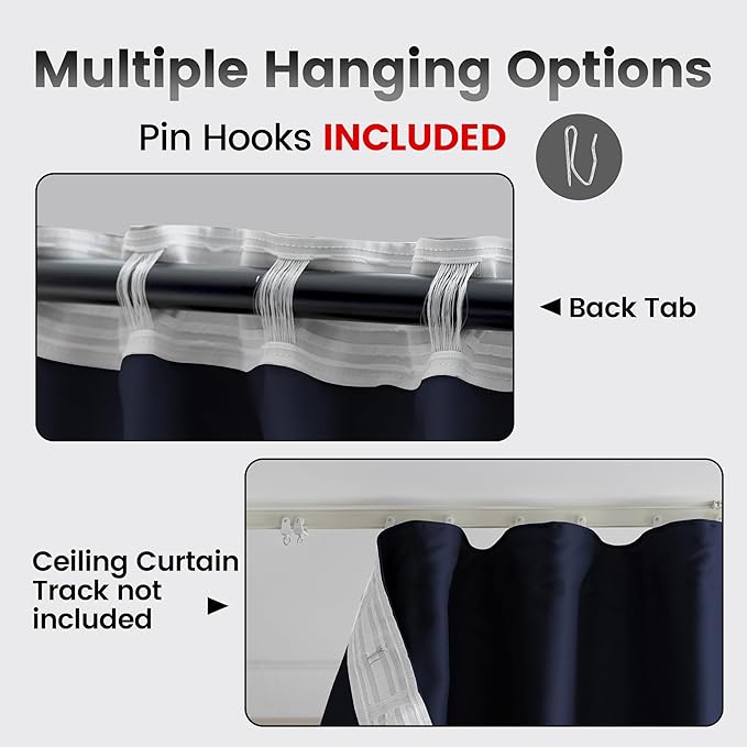Extra Wide Room Divider Blackout Ceiling Track Curtains Back Tab - Image 2