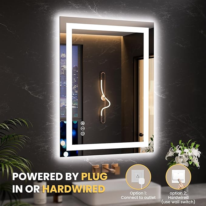 LOAAO 20"x28" LED Mirror for Bathroom, Lighted Bathroom Mirror - Image 7