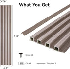 8-Pack WPC Wall Panels 118’’ x 6.1’’ 3D Slat Wall Panel Acoustic Wall Paneling - Image 2