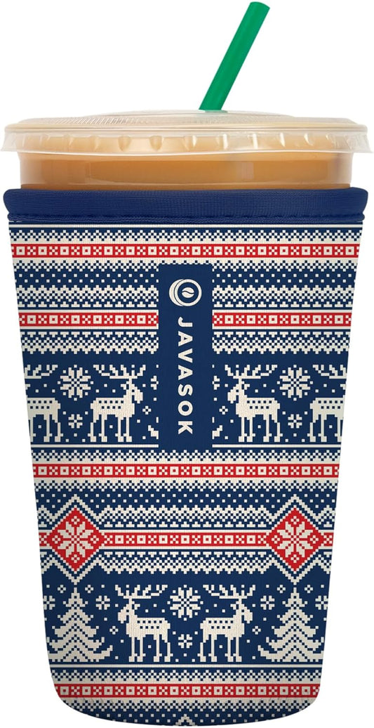 Sok It JavaSok Iced Coffee & Cold Soda Insulated Neoprene Cup Sleeve (Sweater Weather, Medium: 22-28oz)