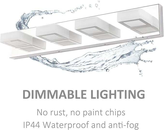 Ralbay Dimmable Bathroom Lights Modern 4 Lights Vanity Lights Fixtures Acrylic - Image 7