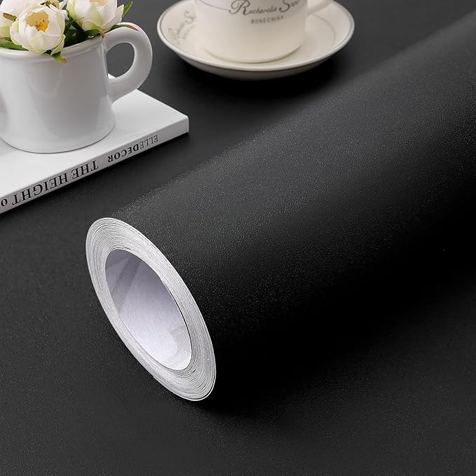 practicalWs Peel and Stick Wallpaper 15.7" x 118" Black Contact Paper by practicalWs