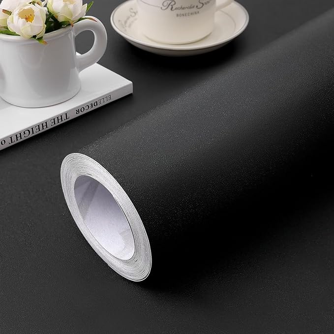 practicalWs 15.7 inch x 787.4 inch Black Self Adhesive Wallpaper Peel and Stick by practicalWs