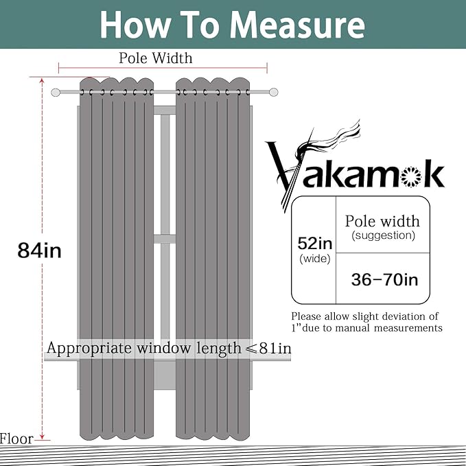 Yakamok Dark Grey Full Shade Curtain Panels, Heavy Duty Lined Curtains 84 - Image 8