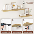Vivelove 12 Inch Deep Floating Shelves 47.2 inch Long, 2 Inch Thick Wall Shelves - Image 8