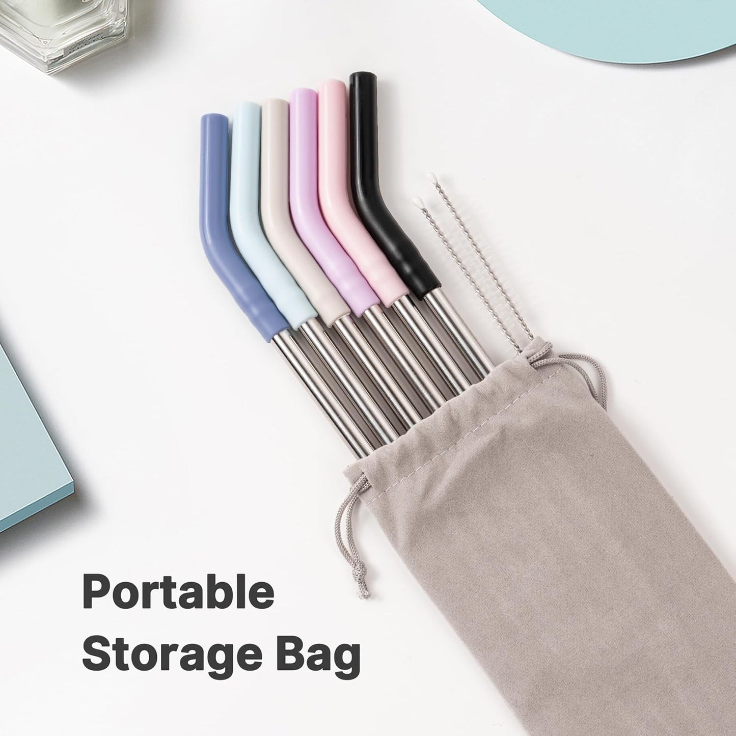 Straws for Stanley Cup 40 oz，Metal Straws Reusable with Silicone Tips for 40 oz Tumbler Cup-12" Extra Long Stainless Steel Straight Drinking Straw,Cleaning Brush