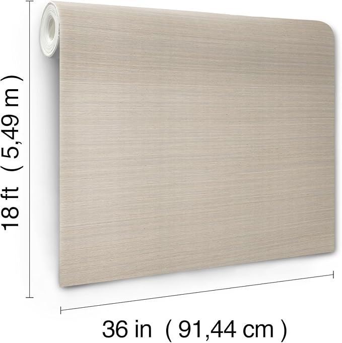 York Wallcoverings Natural Sisal Warm Grey Peel and Stick Grasscloth Wallpaper - Image 6