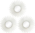 3 Pack Metal Mirrors for Wall Sunburst Wall Mirrors Home Décor Decorative by Uaussi