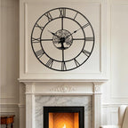 48 Inch Large Wall Clock for Living Room– Black Metal Clock by WallClockDecor
