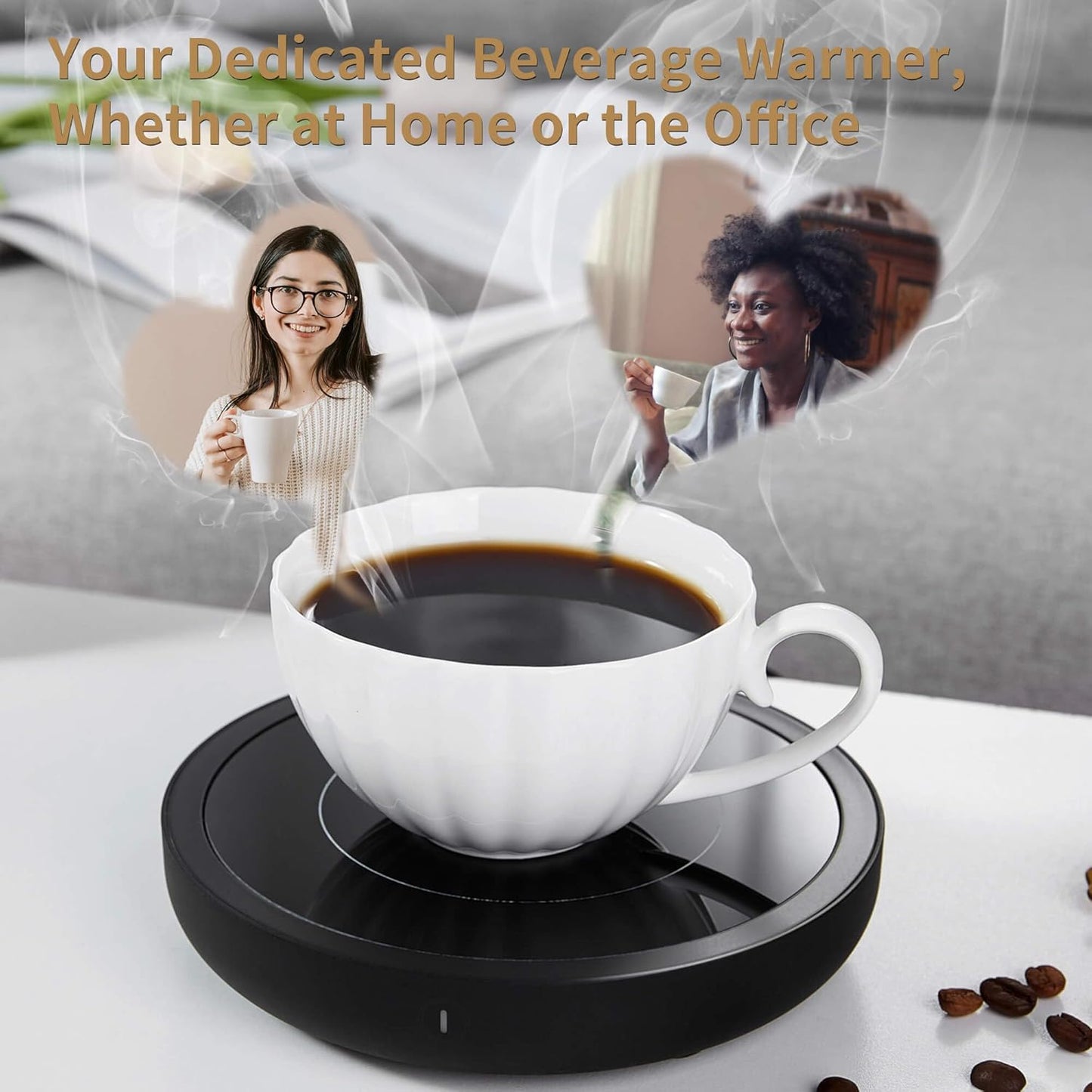 Coffee Mug Warmer for Desk 4H Auto Shut Off, Smart Coffee Cup Warmer with 3 Temperature Setting, Electric Mug Warmer Plate for Coffee, Milk, Tea (Black)