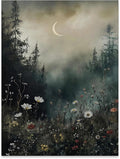 rumlud Dark Academia Flower Field Poster Vintage Moody Floral Wall Art Nature by rumlud