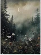rumlud Dark Academia Flower Field Poster Vintage Moody Floral Wall Art Nature by rumlud