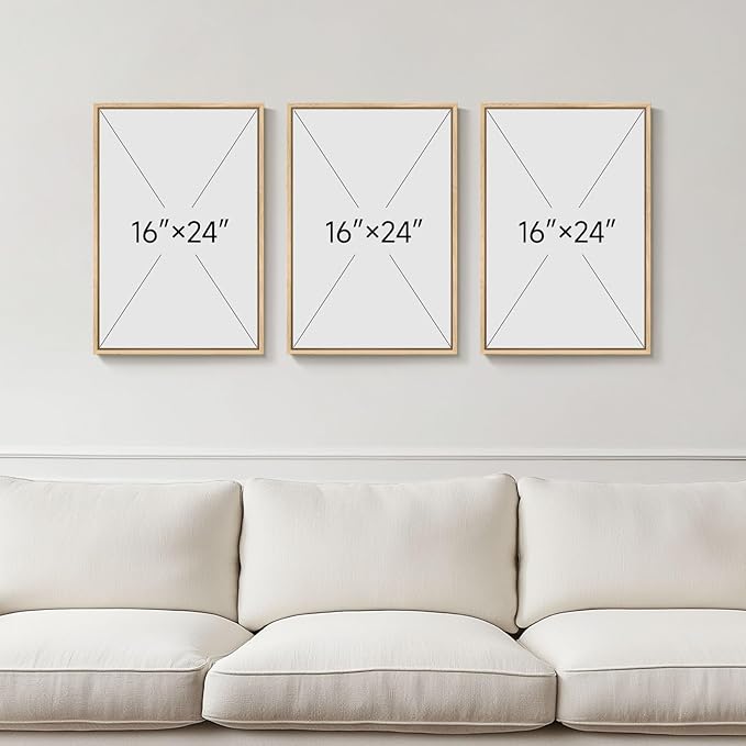 Framed Black and White Brown Abstract Wall Art, 3 Piece Boho Geometric Canvas - Image 3