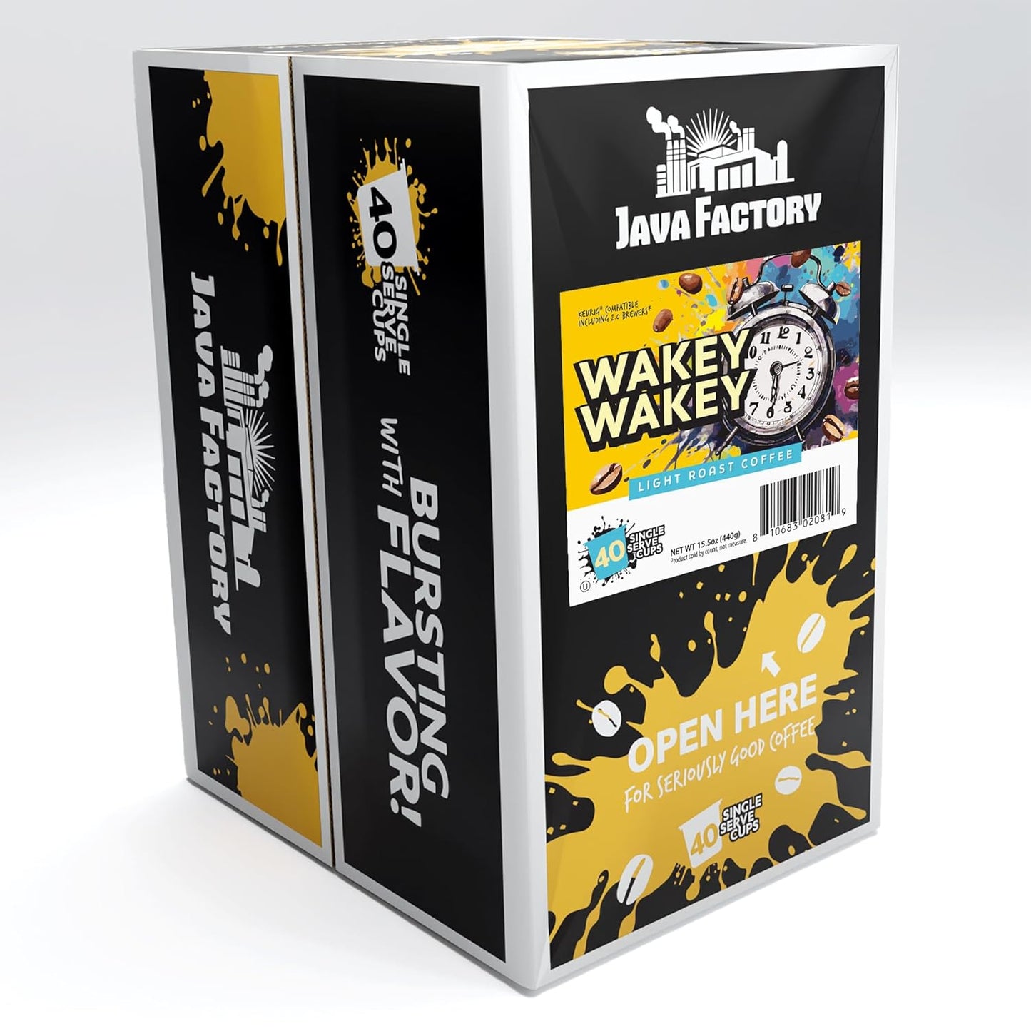Java Factory Coffee Pods Light Roast Coffee Compatible with K Cup Brewers Including 2.0, Wakey Wakey, 40 Count