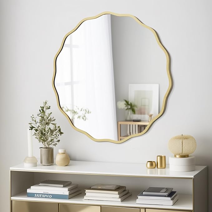 WallBeyond Round Wavy Mirror for Wall Decorative 28 inch, Modern Round Mirror - Image 3