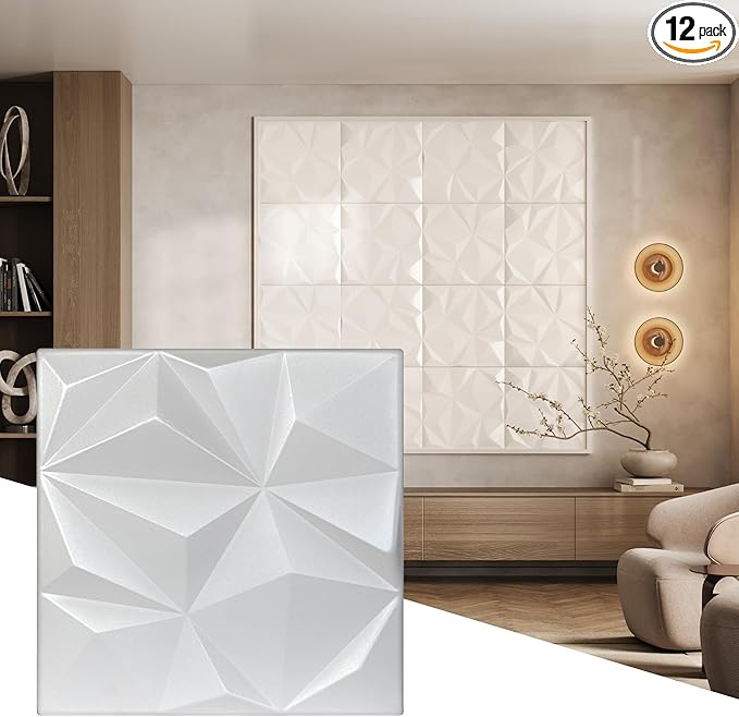Wall!Supply - 3D Wall Panels – Geo Lite White Wall Covering - Lightweight by WallSupply