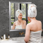 Amorho 24x36 Inch Bathroom Mirror Silver, Thick Metal Framed Wall Mirrors - Image 6