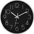 Foxtop Silver Wall Clock Silent Non-Ticking Battery Operated Round Modern Wall by Foxtop