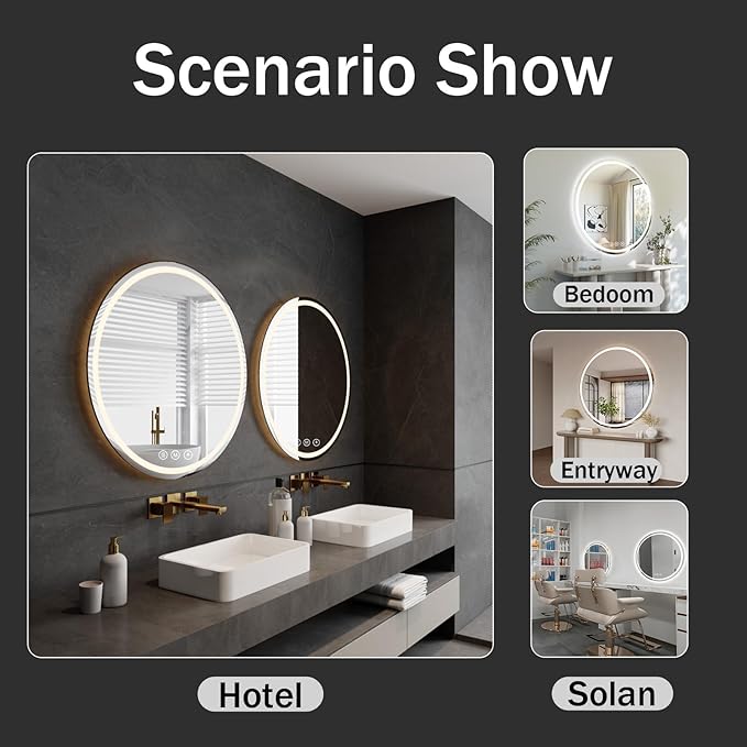 LED Bathroom Mirror 22 Inch Round Bathroom Mirror - Image 8