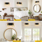 FadimiKoo Rustic Style Wood Bathroom Wall Sconces, 2-Light Black Gold Bathroom - Image 6
