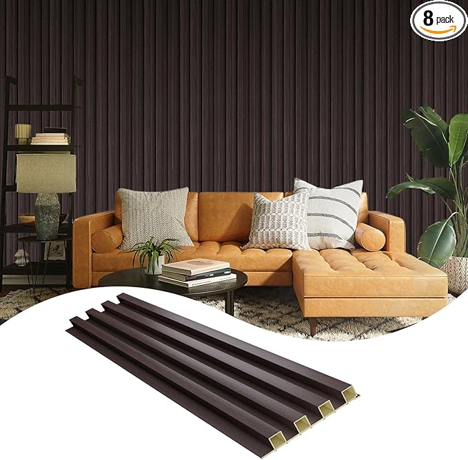 OUZUGIE WPC Acoustic Slat Wall Paneling, Living Room, TV Background, Study Room by OUZUGIE