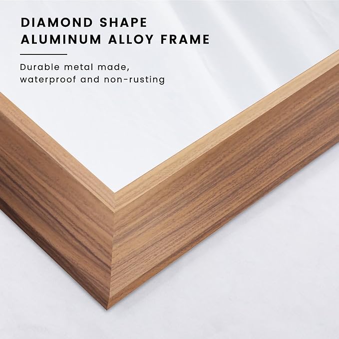 Amorho Bathroom Mirror, 50 X30 Inch Wall Mirror, Walnut Wood Grain Metal Framed - Image 2