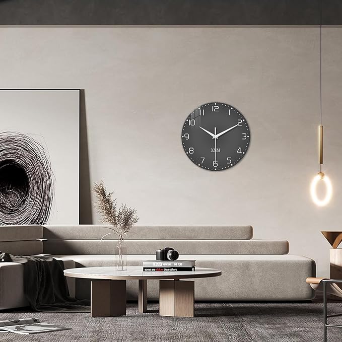 XNM Large Decorative Clocks Battery Operated 20 Inch Dark Grey Wall Clock - Image 2