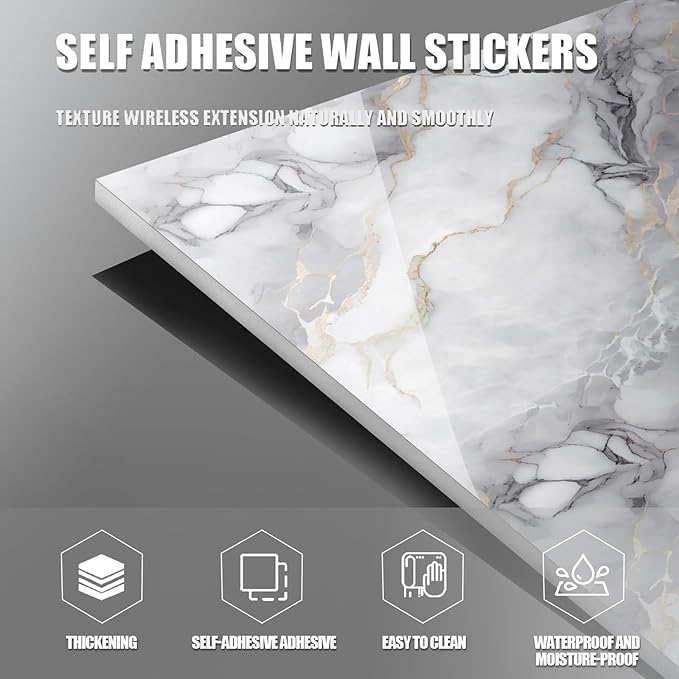 Chejiaye 10pcs Marble Peel and Stick Backsplash Waterproof Washroom Wall Panels - Image 8