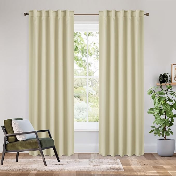 RYB HOME Bedroom Blackout Curtains 80 inches Long, 100% Blackout Thermal by RYBHOME