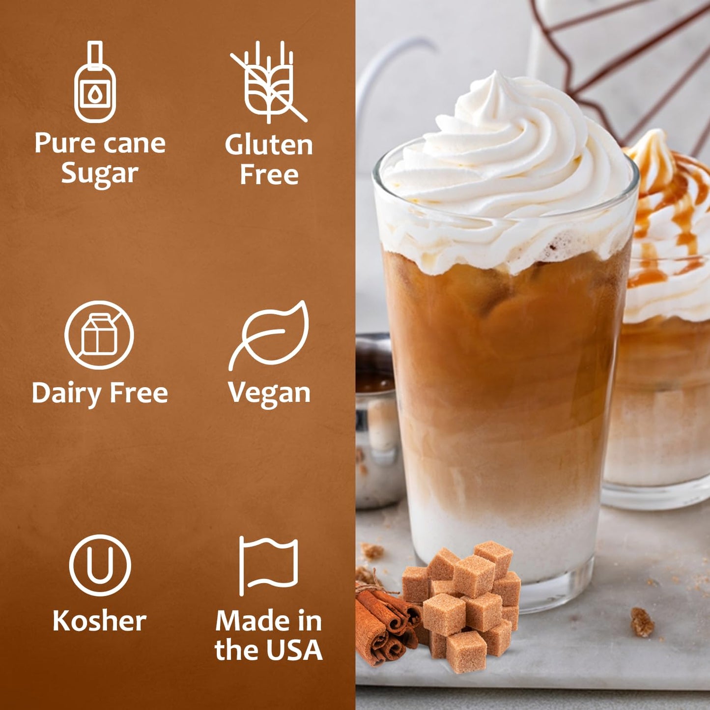 Syruvia Brown Sugar Cinnamon Syrup for Coffee 25.4 Ounces Brown Sugar Cinnamon Coffee Syrup Flavor,