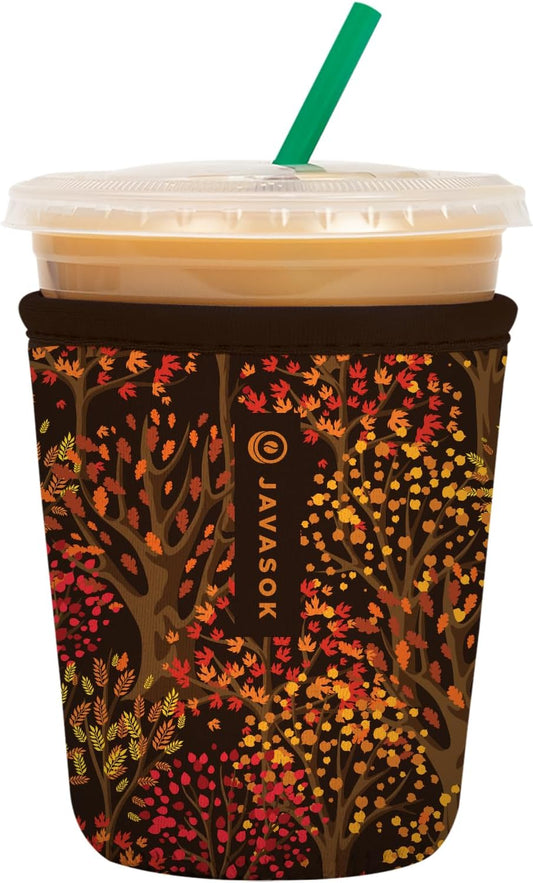 Sok It JavaSok Iced Coffee & Cold Soda Insulated Neoprene Cup Sleeve (Enchanted Autumn, Small: 16-20oz)