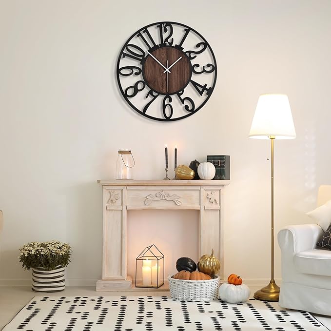 Large Wall Clock for Living Room Decor, 20 Inch Non Ticking Silent, Battery - Image 4