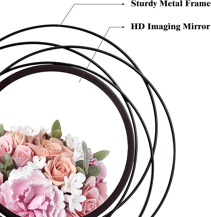 3 Set 9.5 Inch Black Circle Mirrors Wall Decor Iron Frame Wire Mirror Metal - Image 6