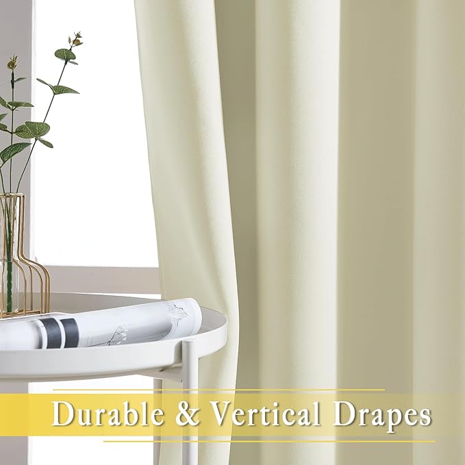 NICETOWN Room Darkening Beige Curtain 80 inch Length, Grommet Thermal Insulated - Image 6