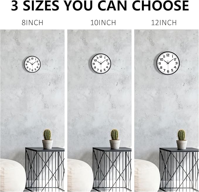 Modern Silent Wall Clock, 10inch Non-Ticking Analog Battery Operated Clock - Image 9