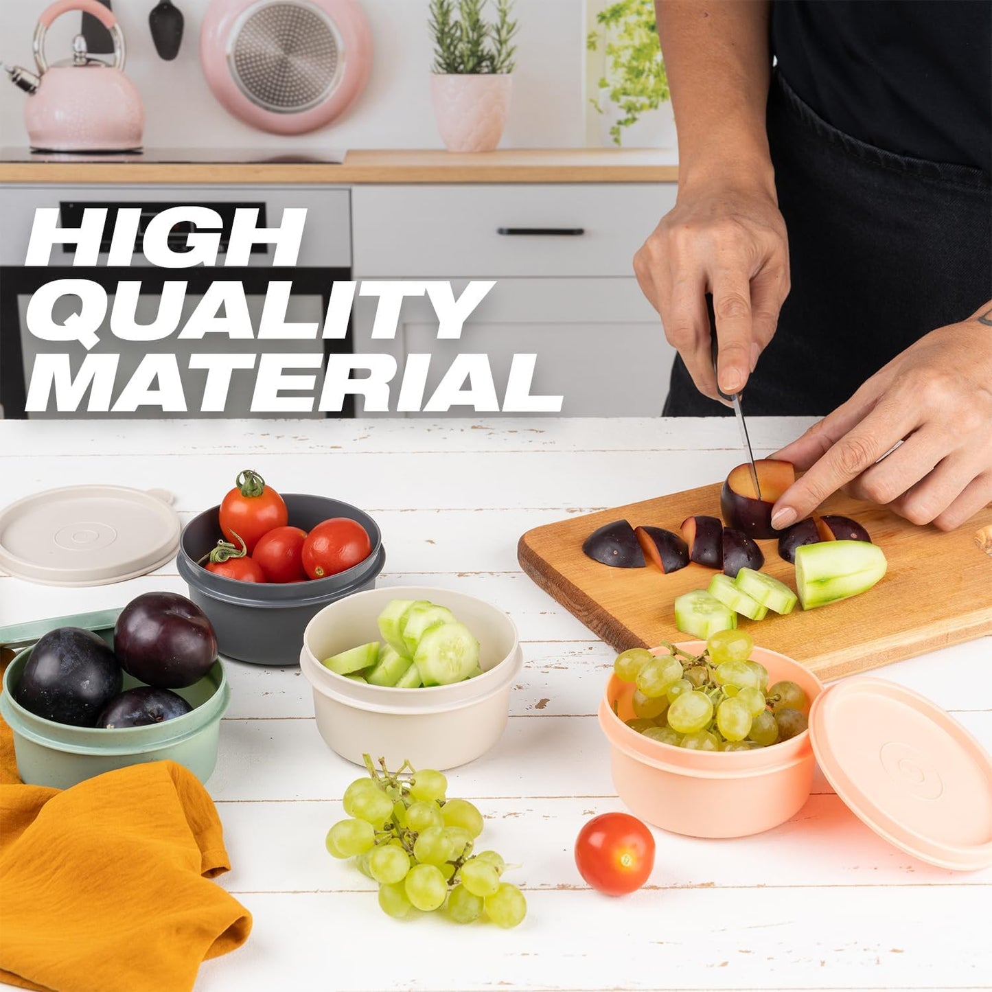 9 oz Small Round Food Storage Containers with Lids Set of 10, Airtight Leakproof Reusable, Plastic To Go Bento Box, Mini Lunch Box, Snack Storage Bowl, for Kitchen, Picnic (10)