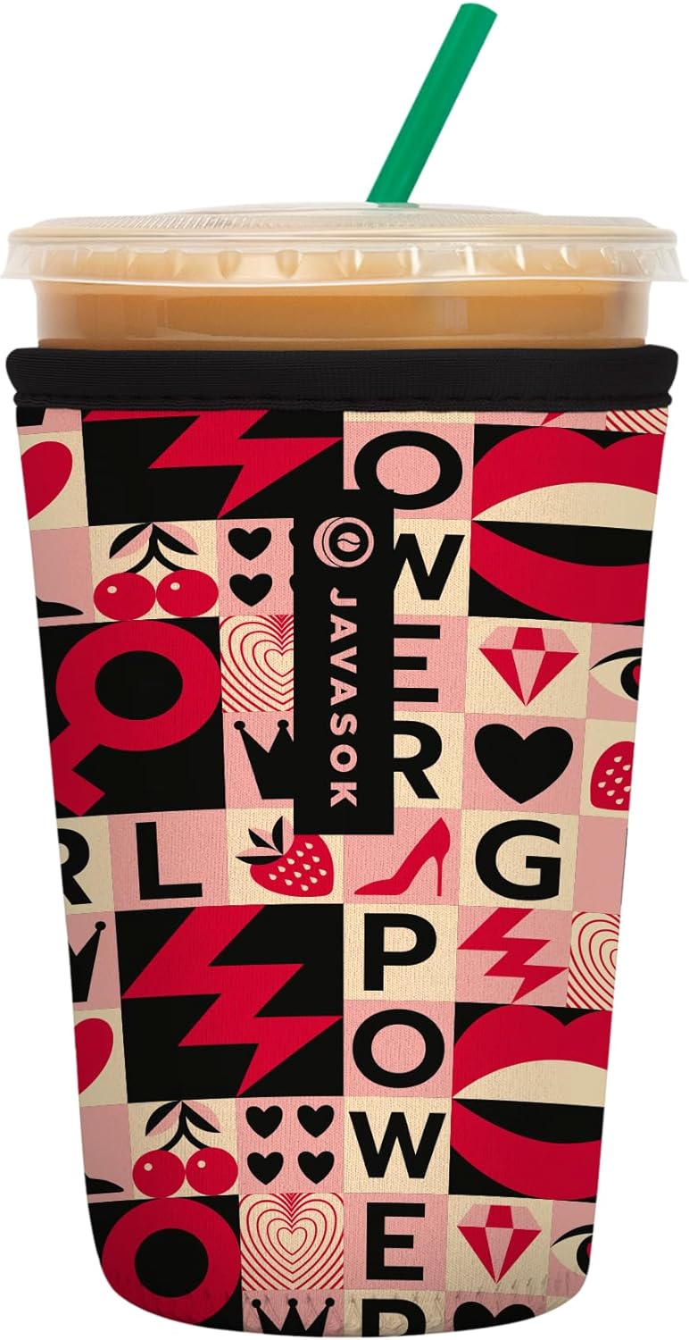 Sok It JavaSok Iced Coffee & Cold Soda Insulated Neoprene Cup Sleeve (Girl Power, Medium: 22-28oz)